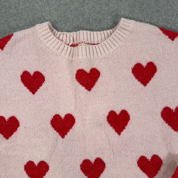 Cloth & Portrait Pink Heart Pullover Sweater Women's X-Large Red Crew Neck Love - Picture 4 of 10